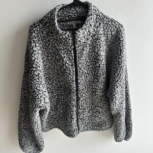 Express One Eleven Gray Black 1/4 Zip Sherpa Fleece Pullover Sweater Size Large